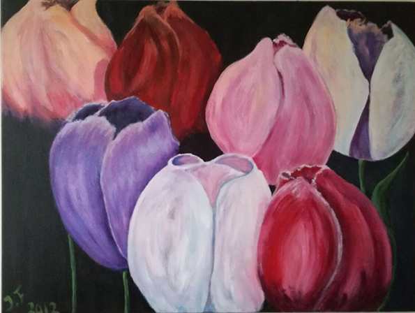 'Tulpen', 60 x 80cm, Acryl op canvas, 2016 (privé bezit)